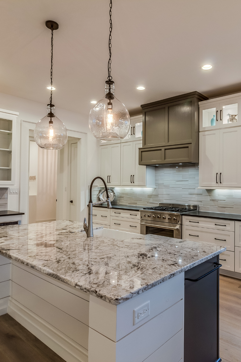 kitchen with recessed lighting and island pendants for CK electric in Sykesville